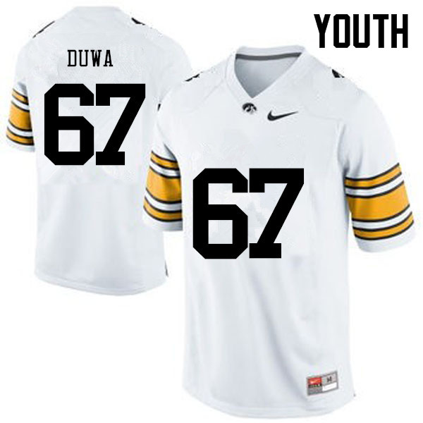 Youth Iowa Hawkeyes #67 Levi Duwa College Football Jerseys-White
